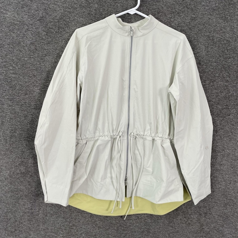 Lululemon Cinch Waist Stretch Shirt Jacket Womens XS White Full Zip Long Yoga